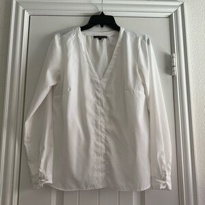 White draped back blouse